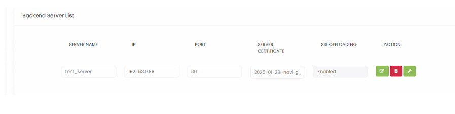 Added Backend Server List